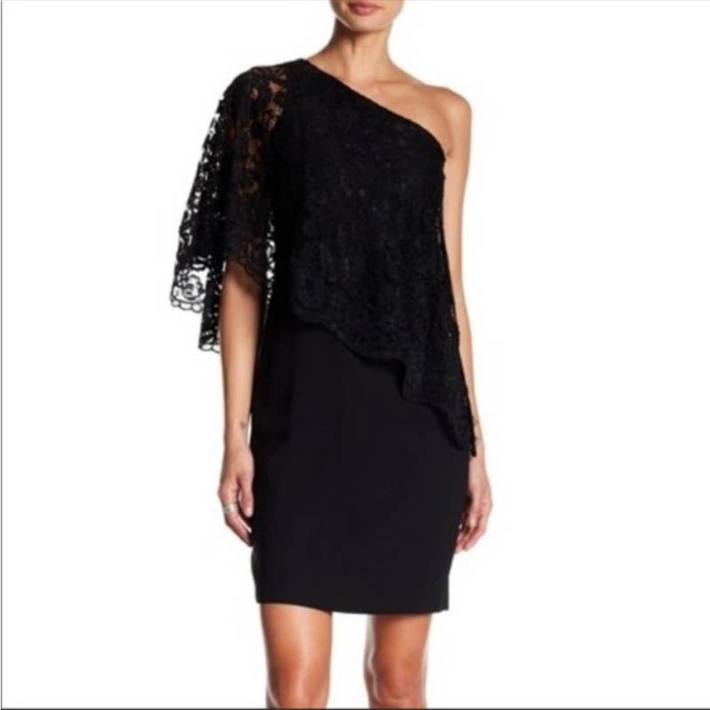 Nanette lapore one shoulder lace dress black